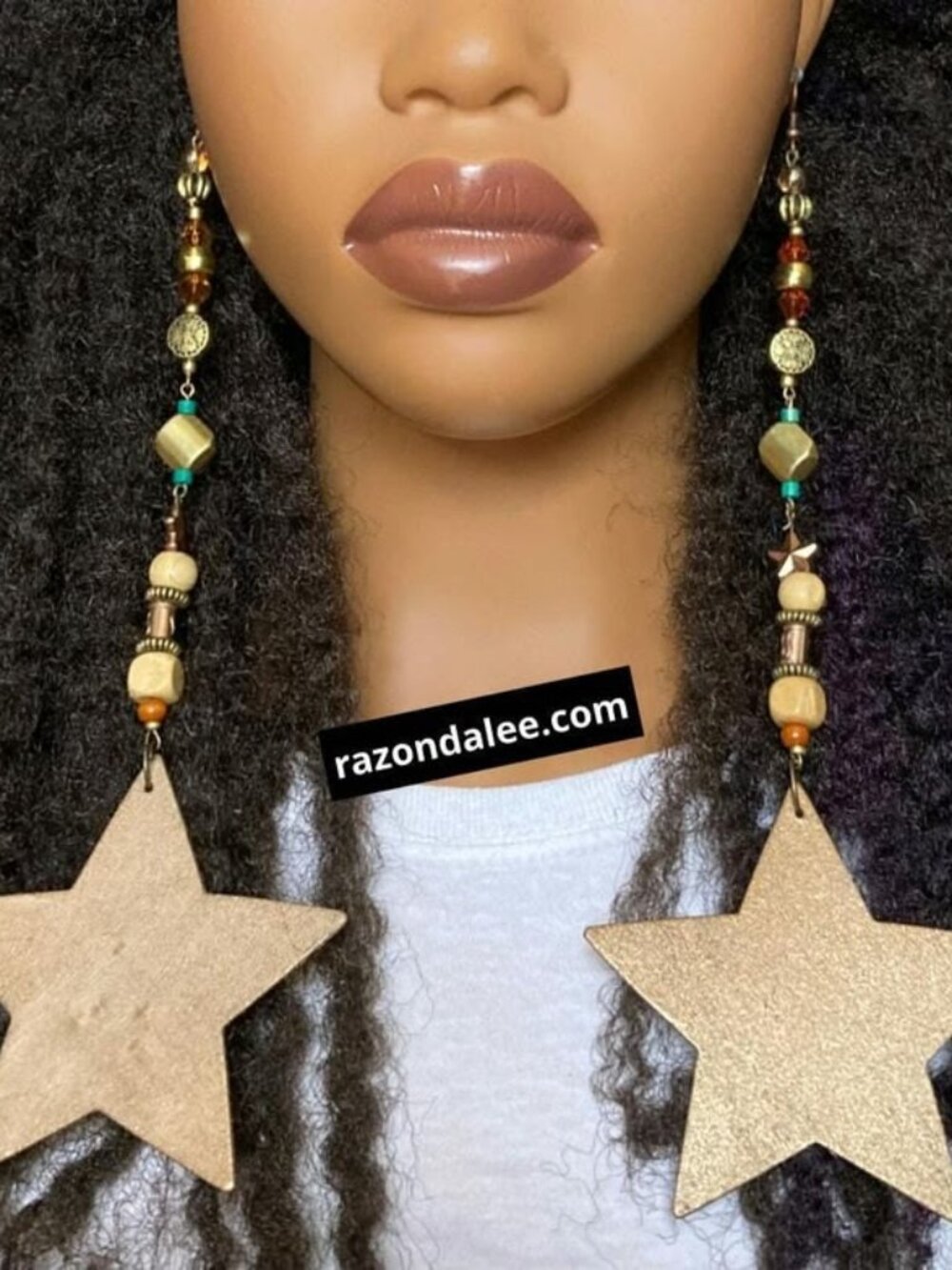 Elongated angle Earrings Star Antique Gold by Razonda Lee